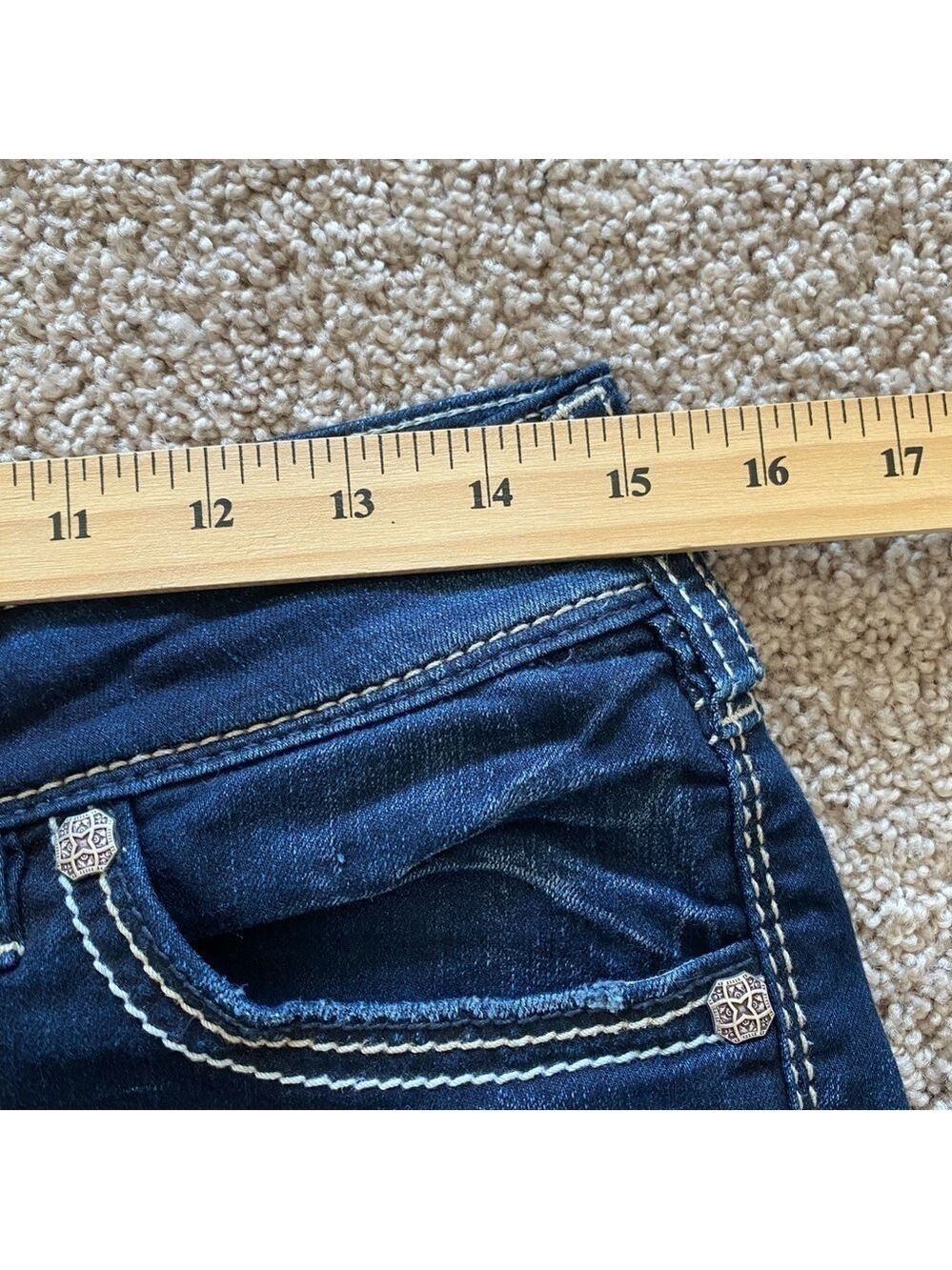 Silver Super Stretch Suki Mid Slim Boot Bootcut Jeans Women's Sz 29x31 Dark Wash - Picture 12 of 15